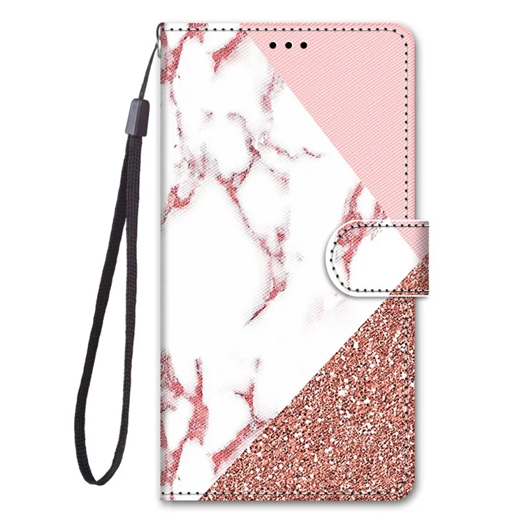 Capa de Couro PU com Impressão de Padrão Diferente para Samsung Galaxy M23 5G/F23 5G, Anti-Colisão e Resistente a Arranhões, Carteira com Suporte Dobrável - B17 Mármore Rosa