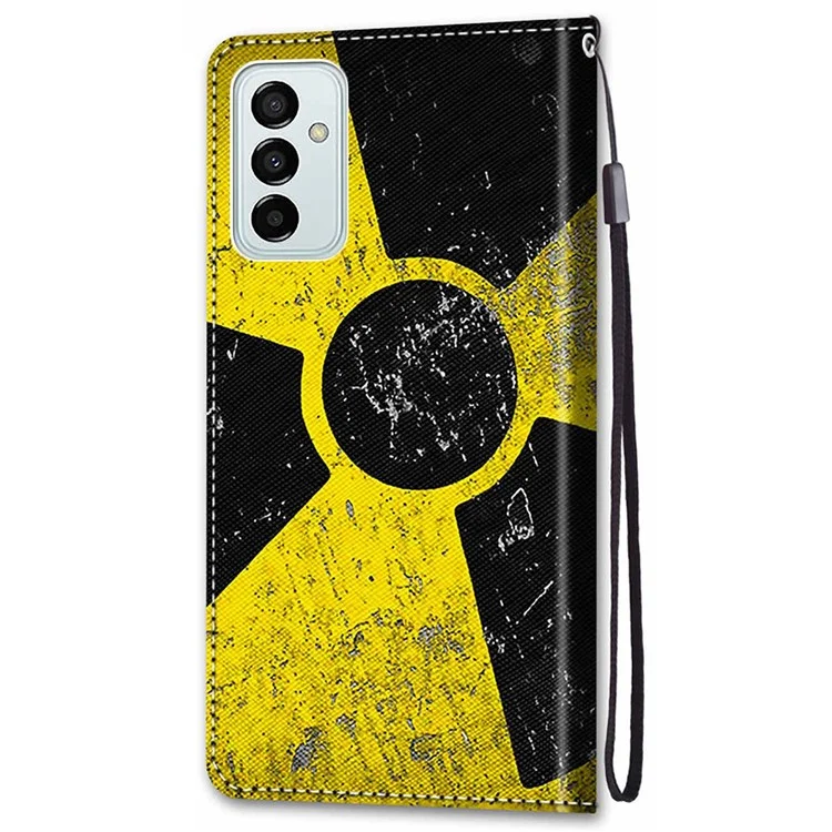 Neuartige Musterdruckpu-leder-telefonschale Für Samsung Galaxy M23 5G/F23 5G, Anti-kollision-kratzer-resistent - B08 Gelb/schwarz