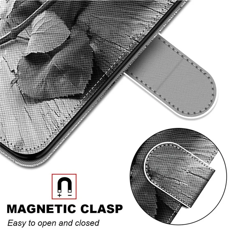Новая Рисунка Печать Кожаная Оболочка PU Для Samsung Galaxy M23 5G/F23 5G, Анти-столбца, Устойчивый - B10 Красная Роза на Деревянном Полу