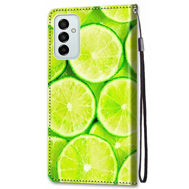 Stampa di Motivi Nuovi PU Shell Per Telefono in Pelle PU Per Samsung Galaxy M23 5G/F23 5G, Custodia in Pelle di Flip di Flip di Folio Anti-collisione Resistente ai Graffi - B02 Green Lemon