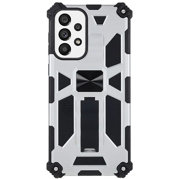 Для Samsung Galaxy A73 5G PC TPU Combo Armor Case Case Хорошо Защищенная Гибридная Оболочка с Помощью Скребки - Серебряный
