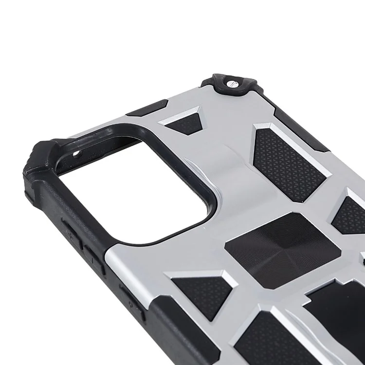 Для Samsung Galaxy A73 5G PC TPU Combo Armor Case Case Хорошо Защищенная Гибридная Оболочка с Помощью Скребки - Серебряный