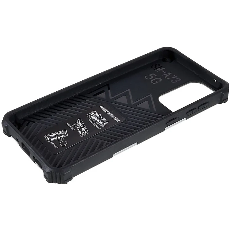 Для Samsung Galaxy A73 5G PC TPU Combo Armor Case Case Хорошо Защищенная Гибридная Оболочка с Помощью Скребки - Серебряный