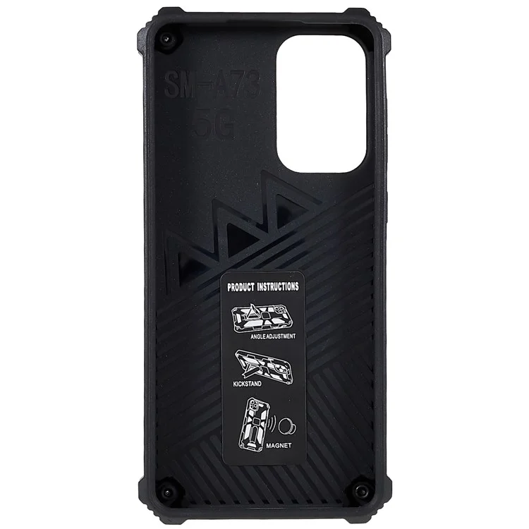 Para o Samsung Galaxy A73 5G Military Sturdy Kickstand Case Camouflage Padrive PC + TPU Chefe de Absorção de Choque - Exército Verde