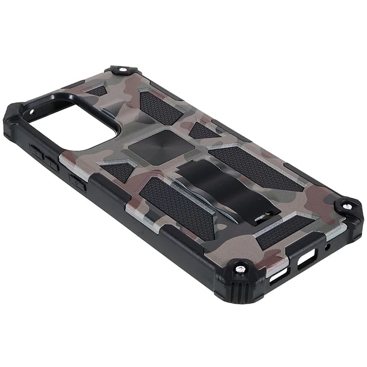 Para o Samsung Galaxy A73 5G Military Sturdy Kickstand Case Camouflage Padrive PC + TPU Chefe de Absorção de Choque - Exército Verde