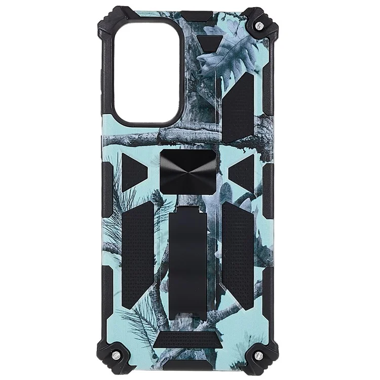 Für Samsung Galaxy A73 5G Military Sturdy Kickstand Case Camouflage Muster Heavy Duty PC + TPU -stoßdämpfungsabdeckung - Hellgrün