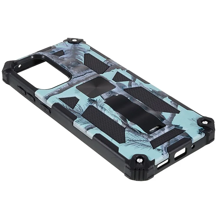 Für Samsung Galaxy A73 5G Military Sturdy Kickstand Case Camouflage Muster Heavy Duty PC + TPU -stoßdämpfungsabdeckung - Hellgrün