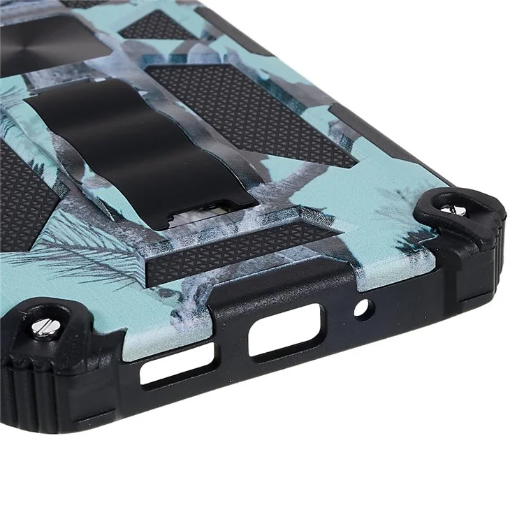 Für Samsung Galaxy A73 5G Military Sturdy Kickstand Case Camouflage Muster Heavy Duty PC + TPU -stoßdämpfungsabdeckung - Hellgrün