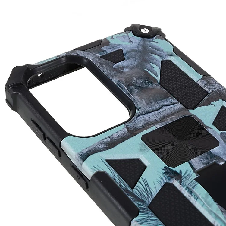 Für Samsung Galaxy A73 5G Military Sturdy Kickstand Case Camouflage Muster Heavy Duty PC + TPU -stoßdämpfungsabdeckung - Hellgrün