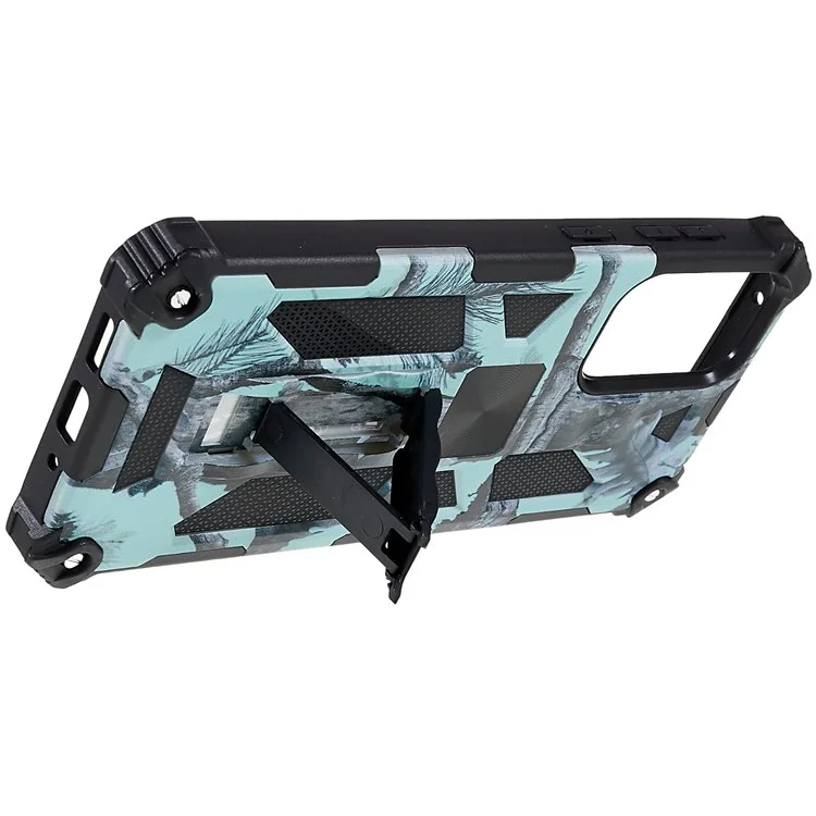 Für Samsung Galaxy A73 5G Military Sturdy Kickstand Case Camouflage Muster Heavy Duty PC + TPU -stoßdämpfungsabdeckung - Hellgrün