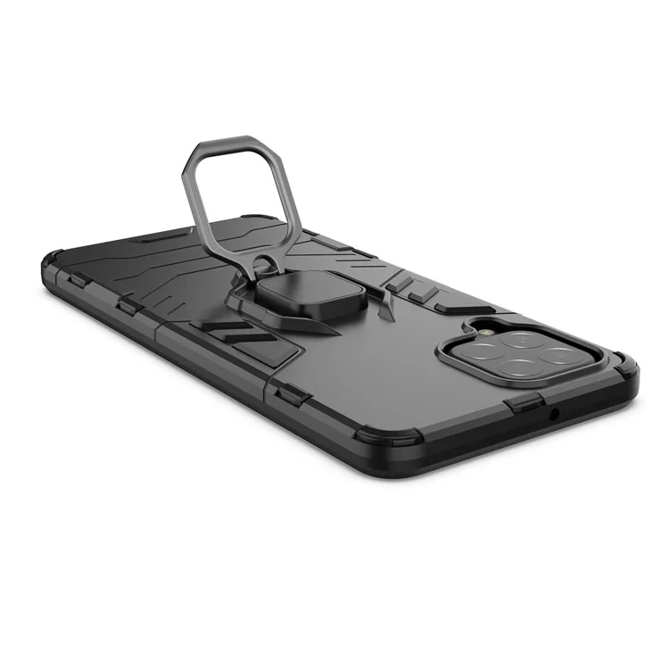 Para Samsung Galaxy M53 5G Telebre Del Teléfono Ring Sporter Kickstand PC Hard PC Suave TPU Cubierta Protectora a Prueba de Choques - Negro