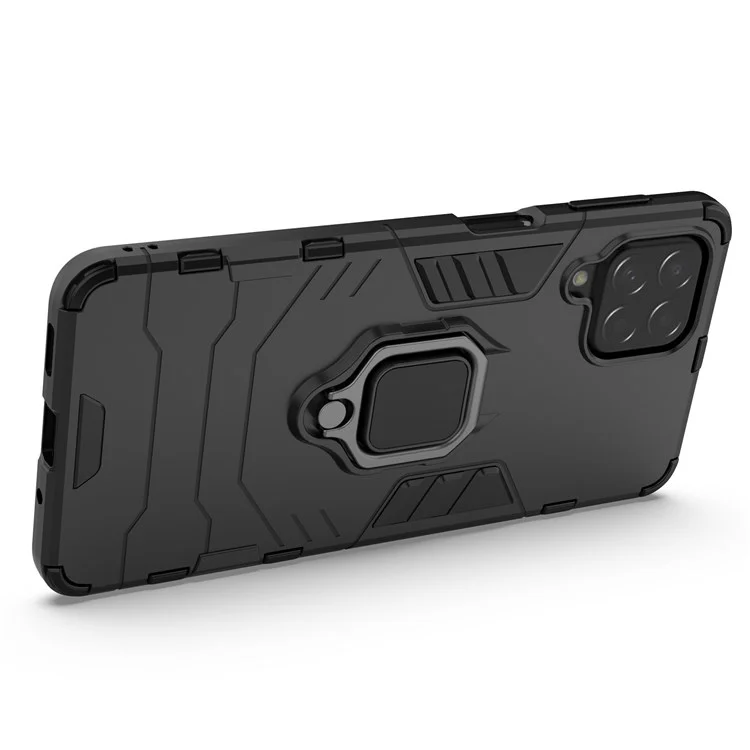 Für Samsung Galaxy M53 5G Phone Hülle Ringhalter Kickstand Hybrid Hard PC Soft TPU Stoßdichtschutzschutzabdeckung - Schwarz