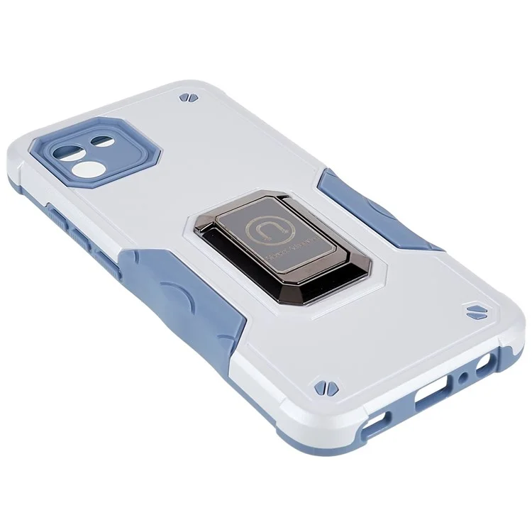 For Samsung Galaxy A03 (164.2 x 75.9 x 9.1mm) Phone Case Kickstand Dual Layer Hard PC Soft TPU Shockproof Protective Cover - Silver
