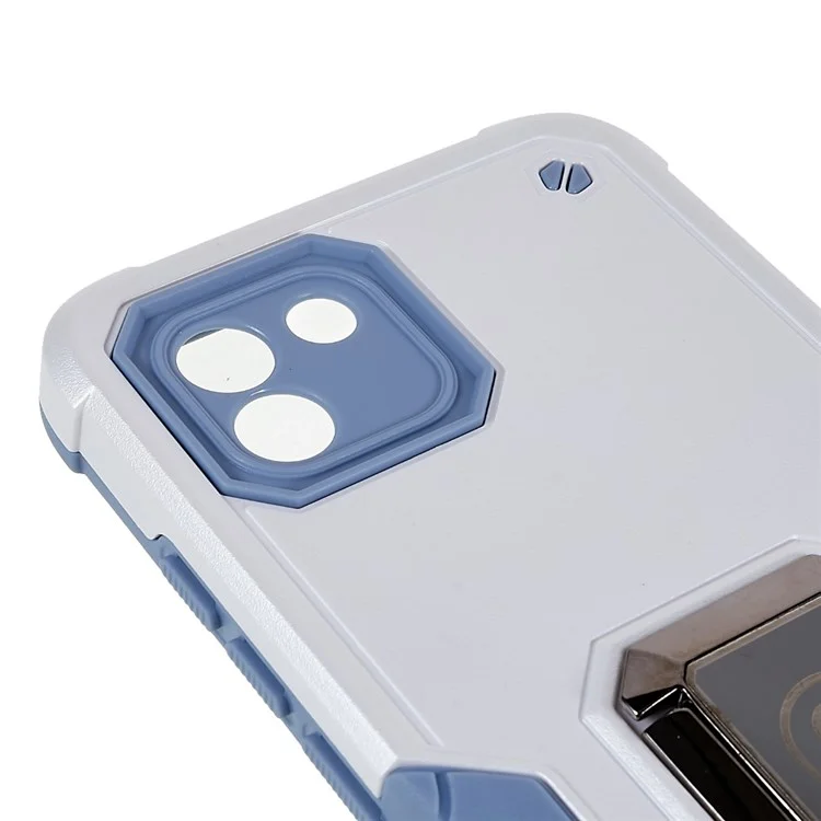 For Samsung Galaxy A03 (164.2 x 75.9 x 9.1mm) Phone Case Kickstand Dual Layer Hard PC Soft TPU Shockproof Protective Cover - Silver