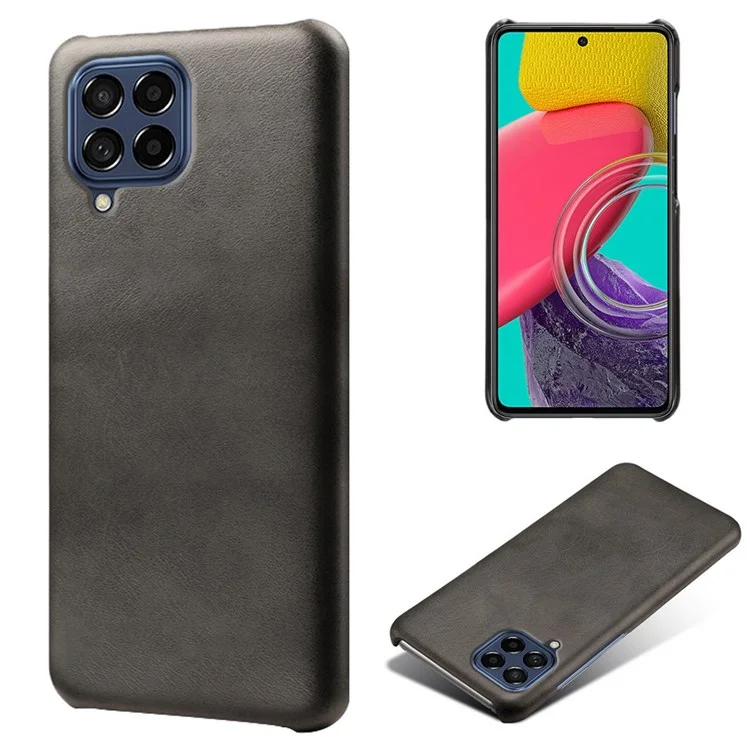Per Samsung Galaxy M53 5G Protezione dello schermo Custodia telefonica in PC rivestita in pelle PU antishock a tutto tondo - Nero