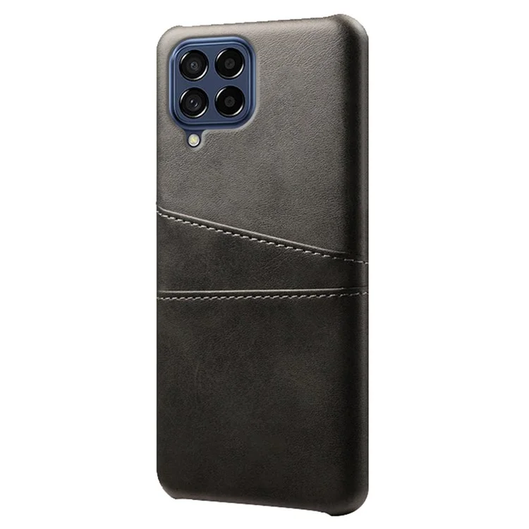 Per Samsung Galaxy M53 5G Back Case Shell Multipurpose Card Slots All-round Shockproof Phone Protector PU Leather Coated Hard PC Cover - Nero