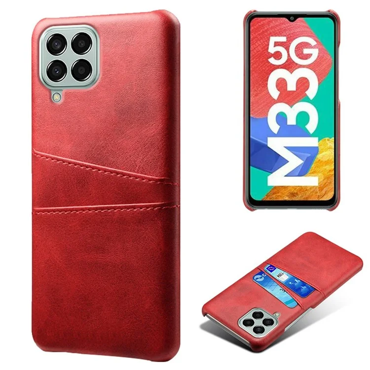Para Samsung Galaxy M33 5G (Versión Global) Absorción De Choque Back Cape De Carcasa Multipropósito Slots Protector PU Cuero Cubierta De PC Recubierta De Cuero - Rojo