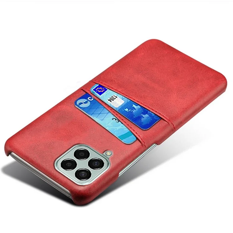 Para Samsung Galaxy M33 5G (Versión Global) Absorción De Choque Back Cape De Carcasa Multipropósito Slots Protector PU Cuero Cubierta De PC Recubierta De Cuero - Rojo