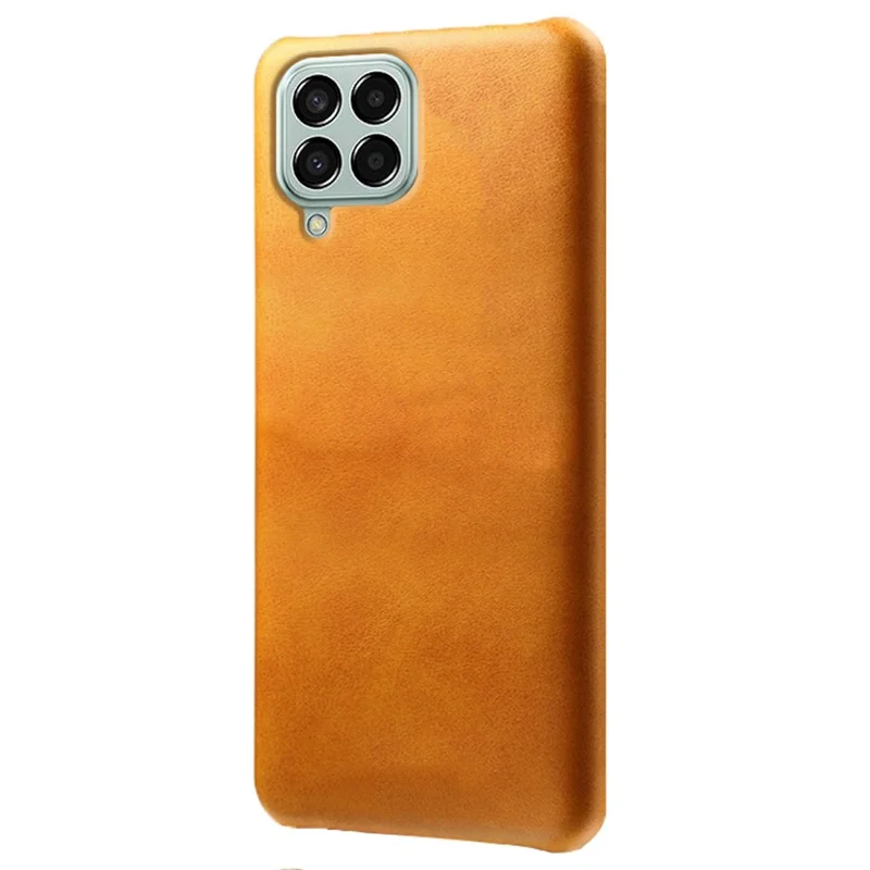 For Samsung Galaxy M33 5G (Global Version) Textured PU Leather Coated PC Phone Case Back Guard Shell - Orange