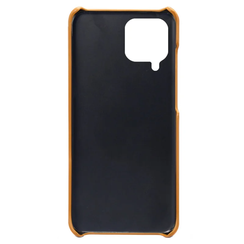 For Samsung Galaxy M33 5G (Global Version) Textured PU Leather Coated PC Phone Case Back Guard Shell - Orange