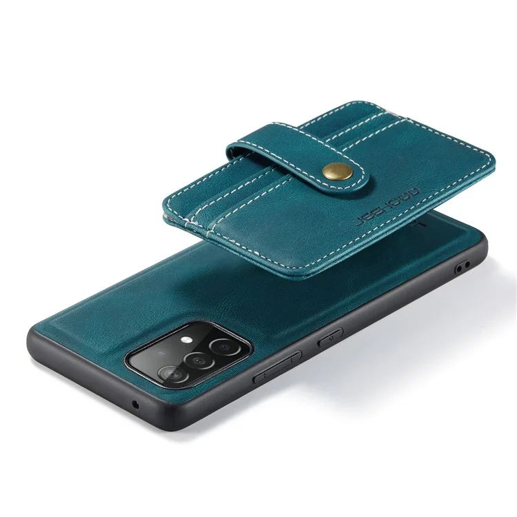 Jeeohe Für Samsung Galaxy A72 4G/5G Wear-resistant Lederbeschichtete Tpu-abdeckung Anti-drop Abtrennbare Brieftasche Rfid-blockierung Telefonhülle - Blau