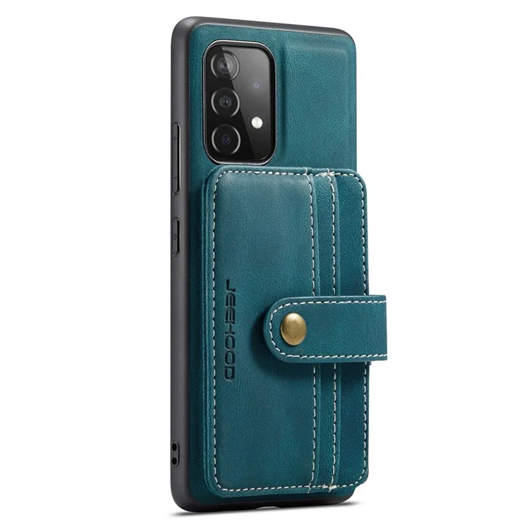 Jeeohe Für Samsung Galaxy A72 4G/5G Wear-resistant Lederbeschichtete Tpu-abdeckung Anti-drop Abtrennbare Brieftasche Rfid-blockierung Telefonhülle - Blau
