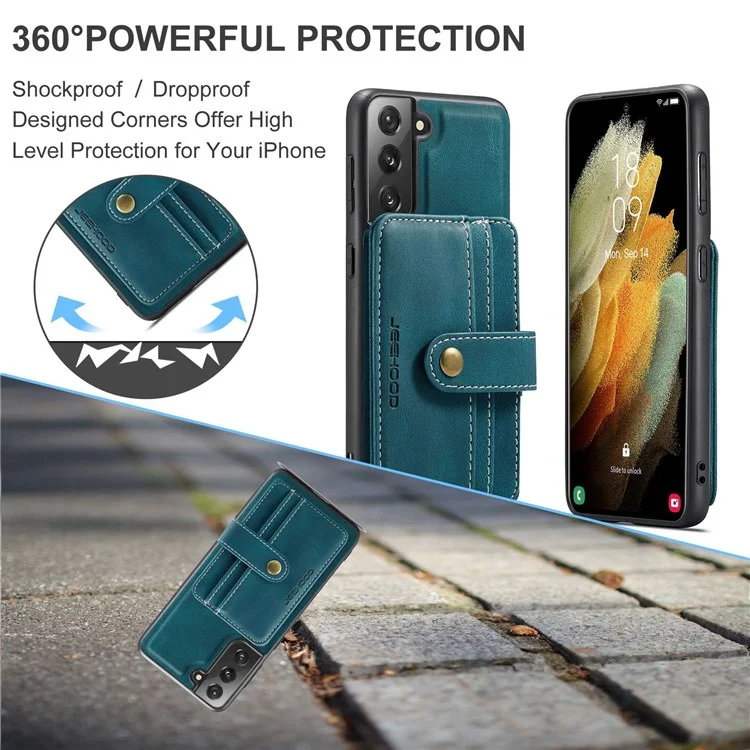 Cubierta Desmontable De Jeehood Para Samsung Galaxy S20 Plus 4G/5G Magnet Wallet Cuero Recubierto TPU RFID Bloqueo De Teléfonos Móviles Bloqueo De Teléfono Móvil - Azul
