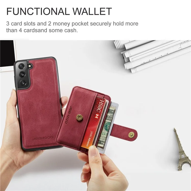 Couverture Détachable Jeehood Pour Samsung Galaxy S20 Plus 4G / 5G Portefeuille Magnétique En Cuir TPU RFID Blocking Mobile Phone Case - Rouge