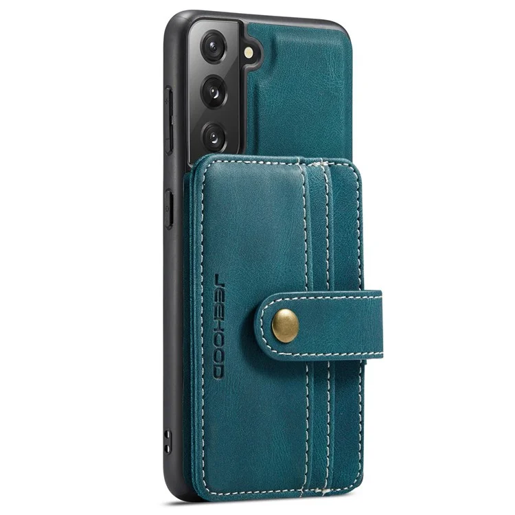 Étui Détachable Jeehood Pour Samsung Galaxy S21 4G / 5G Portefeuille Fonction En Cuir TPU RFID Blocking Mobile Phone Shell - Bleu