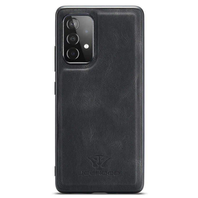 JEEHOOD For Samsung Galaxy A32 4G (EU Version) Detachable Magnetic Absorption Wallet Phone Cover Leather Coated TPU Case with Kickstand - Black