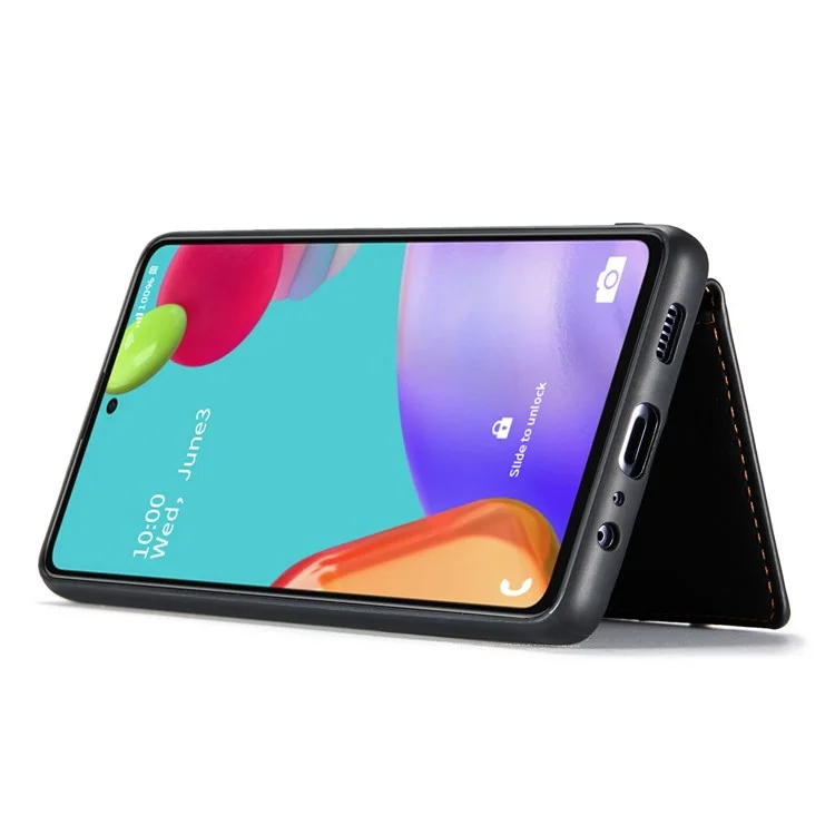 JEEHOOD For Samsung Galaxy A32 4G (EU Version) Detachable Magnetic Absorption Wallet Phone Cover Leather Coated TPU Case with Kickstand - Black