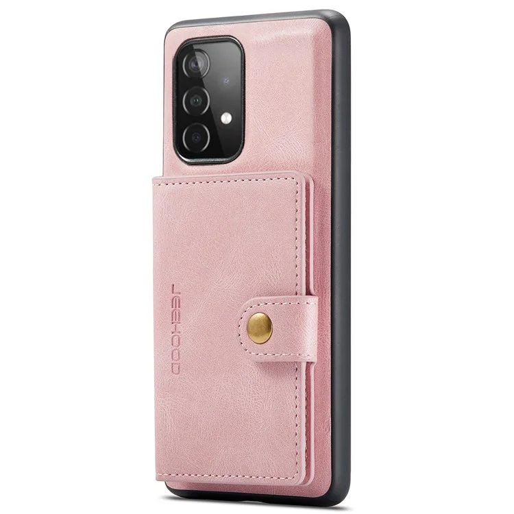 Jeehood Para Samsung Galaxy A73 5G Case de TPU de Cuero Con Recubrimiento PU Desmontable Cubierta de Teléfono de la Billetera Anti-droppu - Oro Rosa