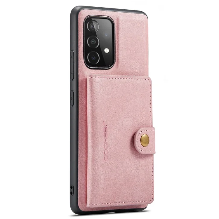 Jeehood Para Samsung Galaxy A73 5G Case de TPU de Cuero Con Recubrimiento PU Desmontable Cubierta de Teléfono de la Billetera Anti-droppu - Oro Rosa