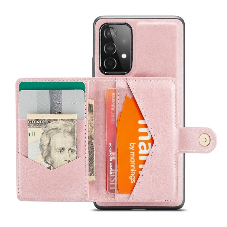Jeehood Para Samsung Galaxy A73 5G Case de TPU de Cuero Con Recubrimiento PU Desmontable Cubierta de Teléfono de la Billetera Anti-droppu - Oro Rosa