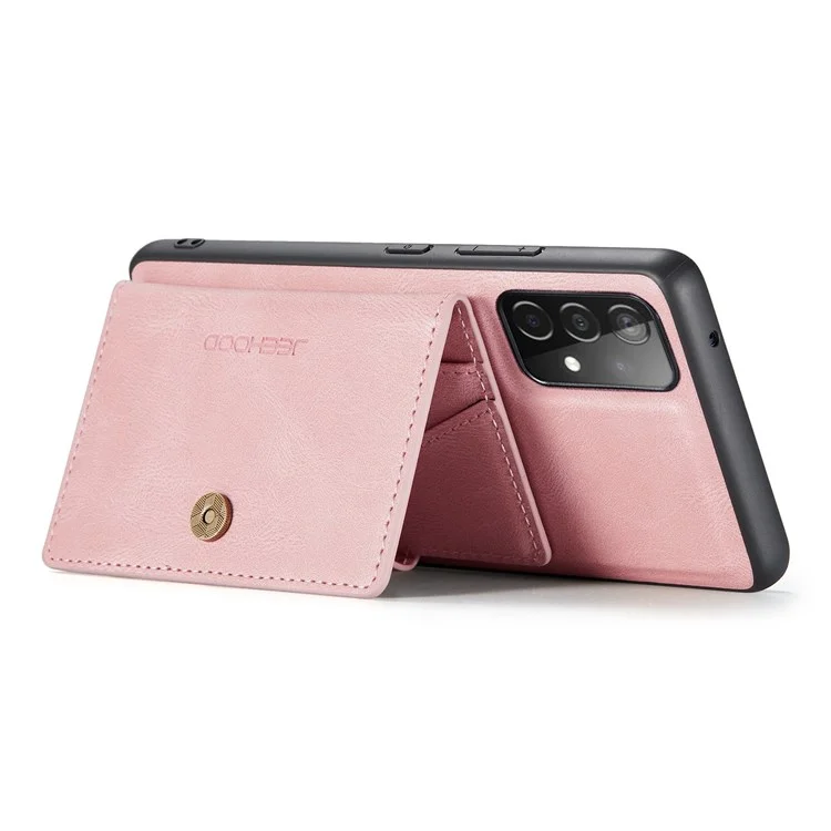 Jeehood Para Samsung Galaxy A73 5G Case de TPU de Cuero Con Recubrimiento PU Desmontable Cubierta de Teléfono de la Billetera Anti-droppu - Oro Rosa