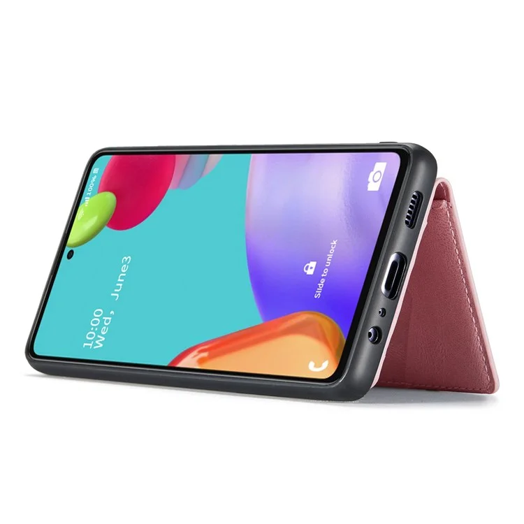 Jeehood Para Samsung Galaxy A73 5G Case de TPU de Cuero Con Recubrimiento PU Desmontable Cubierta de Teléfono de la Billetera Anti-droppu - Oro Rosa