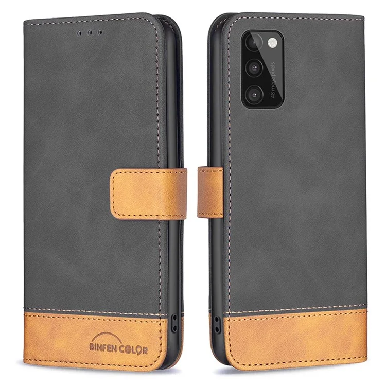 BINFEN COLOR BF Leather Case Series-7 para Samsung Galaxy A41 (Versão Global), Estilo 11 Texture Antidedada Matte PU Leather Case com TPU Inner Case - Preto