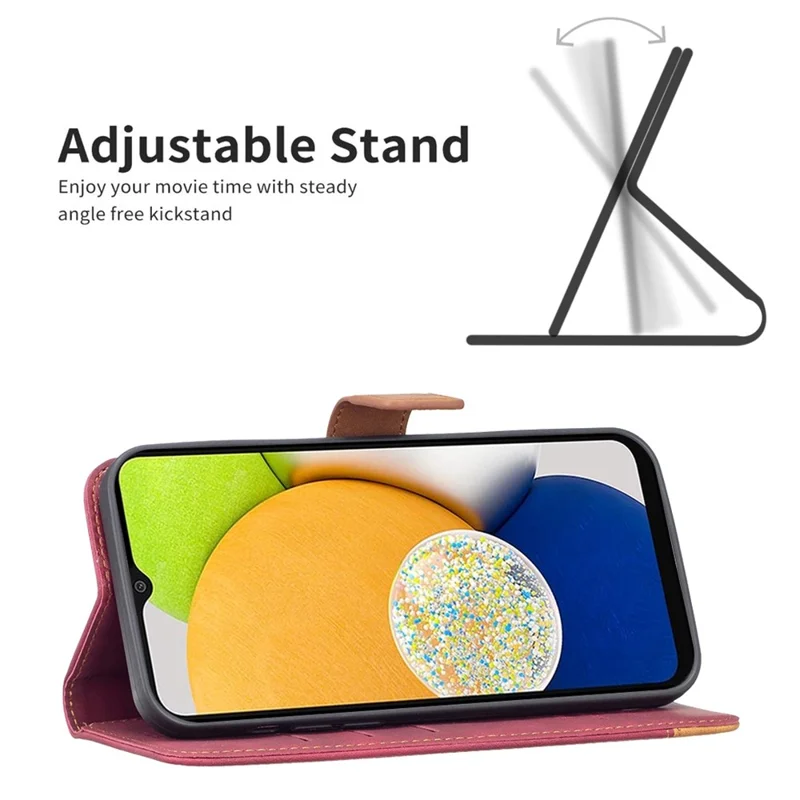 Чехол BINFEN COLOR для Samsung Galaxy A13 4G / A13 5G / A04 4G (164,4 мм), цветной комбинированный чехол из искусственной кожи с подставкой и отделением для карт - Красный