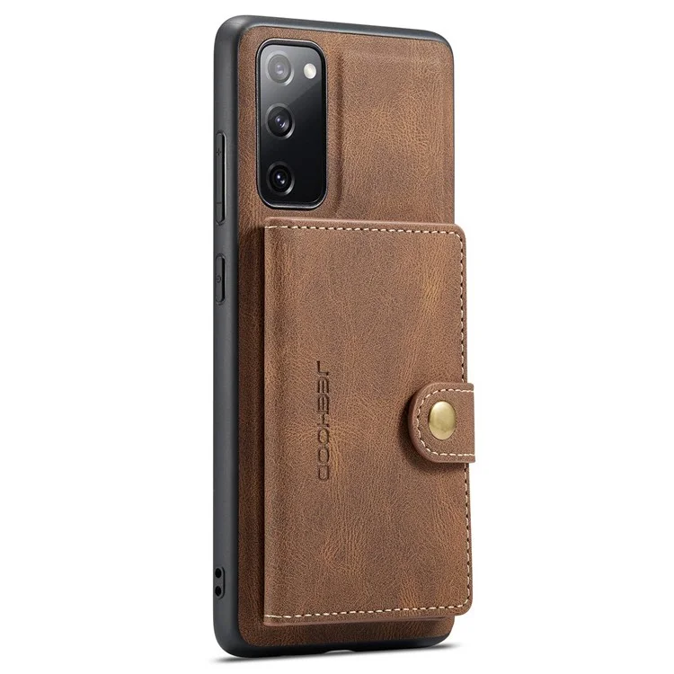 JEEHOOD For Samsung Galaxy S20 FE 2022/S20 FE 4G/S20 FE 5G/S20 Lite Wallet Kickstand Cover Detachable 2-in-1 PU Leather Coated TPU Phone Case - Brown