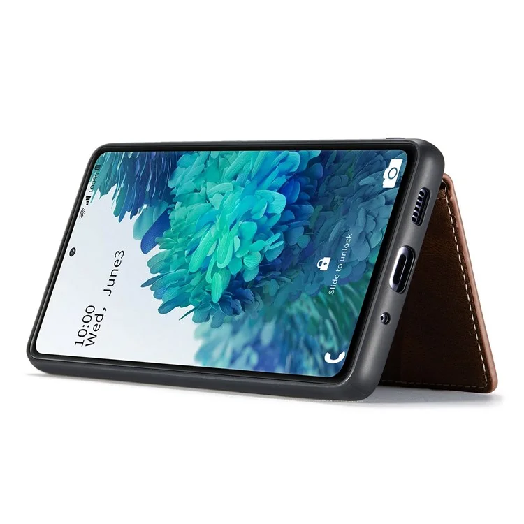 JEEHOOD For Samsung Galaxy S20 FE 2022/S20 FE 4G/S20 FE 5G/S20 Lite Wallet Kickstand Cover Detachable 2-in-1 PU Leather Coated TPU Phone Case - Brown