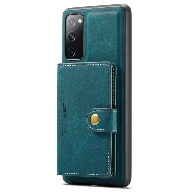 JEEHOOD For Samsung Galaxy S20 FE 2022/S20 FE 4G/S20 FE 5G/S20 Lite Wallet Kickstand Cover Detachable 2-in-1 PU Leather Coated TPU Phone Case - Green
