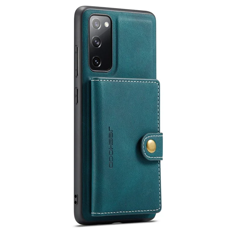 JEEHOOD For Samsung Galaxy S20 FE 2022/S20 FE 4G/S20 FE 5G/S20 Lite Wallet Kickstand Cover Detachable 2-in-1 PU Leather Coated TPU Phone Case - Green