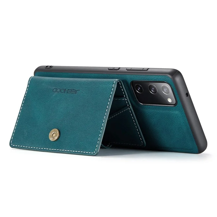 JEEHOOD For Samsung Galaxy S20 FE 2022/S20 FE 4G/S20 FE 5G/S20 Lite Wallet Kickstand Cover Detachable 2-in-1 PU Leather Coated TPU Phone Case - Green