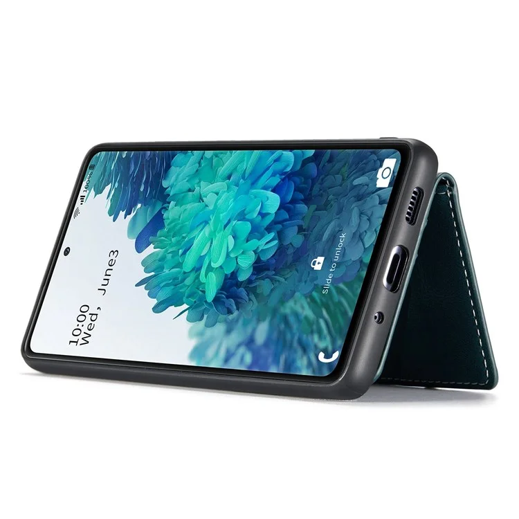JEEHOOD For Samsung Galaxy S20 FE 2022/S20 FE 4G/S20 FE 5G/S20 Lite Wallet Kickstand Cover Detachable 2-in-1 PU Leather Coated TPU Phone Case - Green