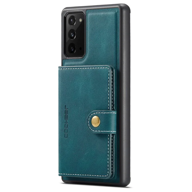 JEEHOOD For Samsung Galaxy Note20 4G/Note20 5G Detachable Leather Coated TPU Case Kickstand Wallet Phone Protective Cover - Green