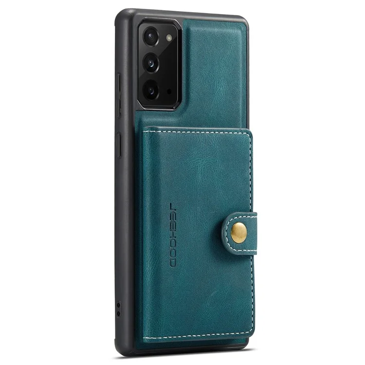 JEEHOOD For Samsung Galaxy Note20 4G/Note20 5G Detachable Leather Coated TPU Case Kickstand Wallet Phone Protective Cover - Green