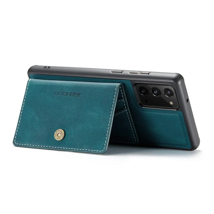 JEEHOOD For Samsung Galaxy Note20 4G/Note20 5G Detachable Leather Coated TPU Case Kickstand Wallet Phone Protective Cover - Green