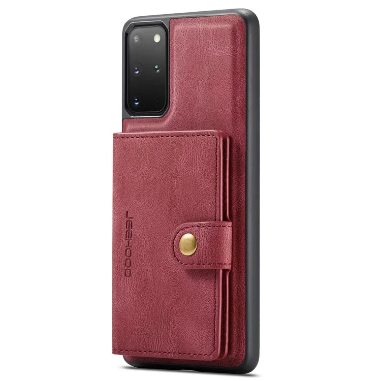 JEEHOOD Per Samsung Galaxy S20 Plus 4G/S20 Plus 5G Custodia Staccabile 2-in-1 Rivestita in Pelle PU Cover Wallet con Supporto - Rosso