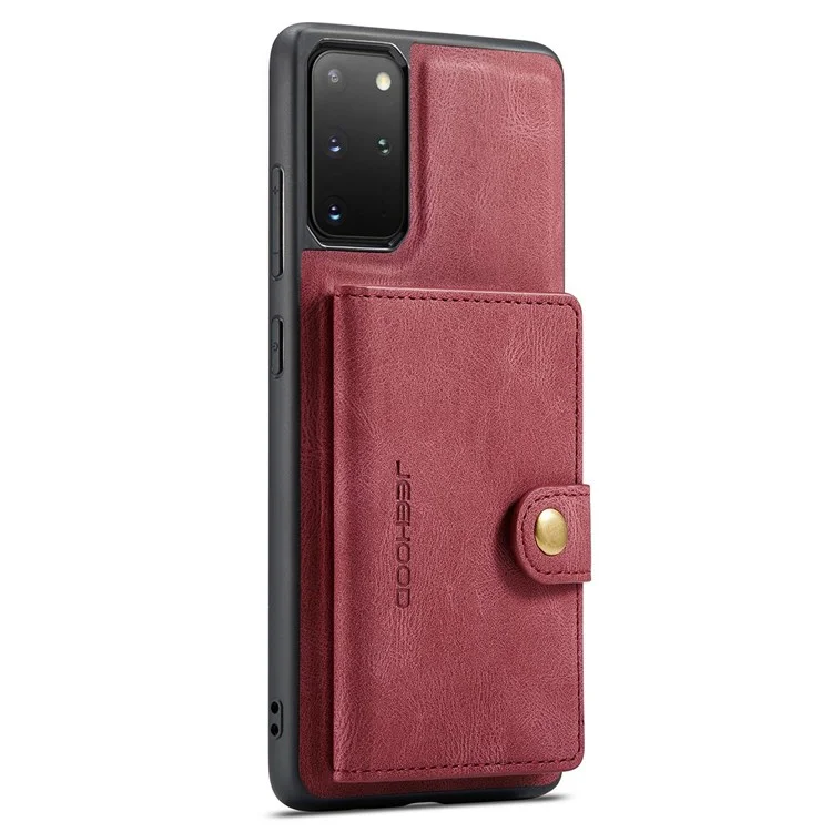 JEEHOOD Per Samsung Galaxy S20 Plus 4G/S20 Plus 5G Custodia Staccabile 2-in-1 Rivestita in Pelle PU Cover Wallet con Supporto - Rosso