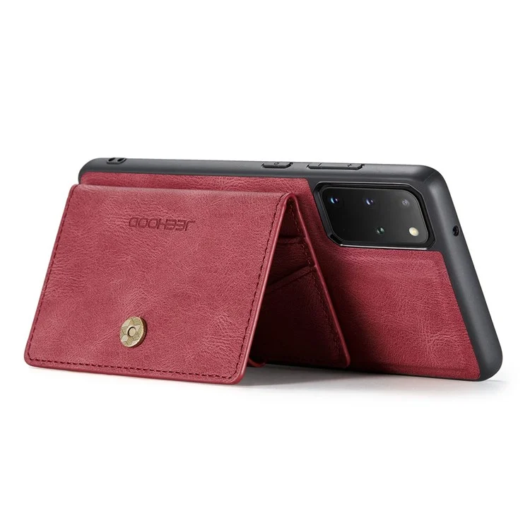JEEHOOD Per Samsung Galaxy S20 Plus 4G/S20 Plus 5G Custodia Staccabile 2-in-1 Rivestita in Pelle PU Cover Wallet con Supporto - Rosso
